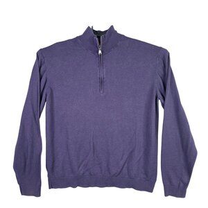 Mens Murano Purple 1/4 Zip Pullover Sweater Cotton Blend Long Sleeve Size L